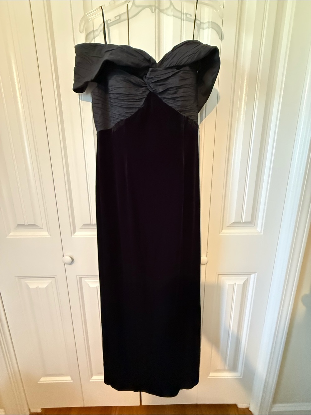 Alex Evenings Black Strapless Evening Gown with Dark Charcoal Bodice